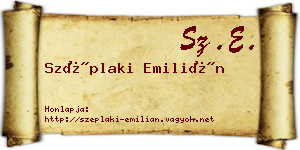 Széplaki Emilián névjegykártya